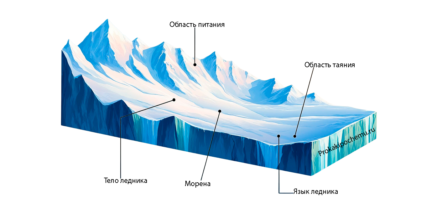Многослойная структура ледника, формирующаяся веками